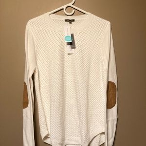 New LETY & ME , JOSEY ELBOW PATCH SWEATER
